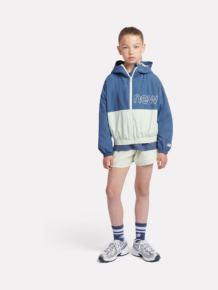 New Balance Light Blue Kids Athletics Mesh Lined Wind Cheater Jacket - Image 6 of 13