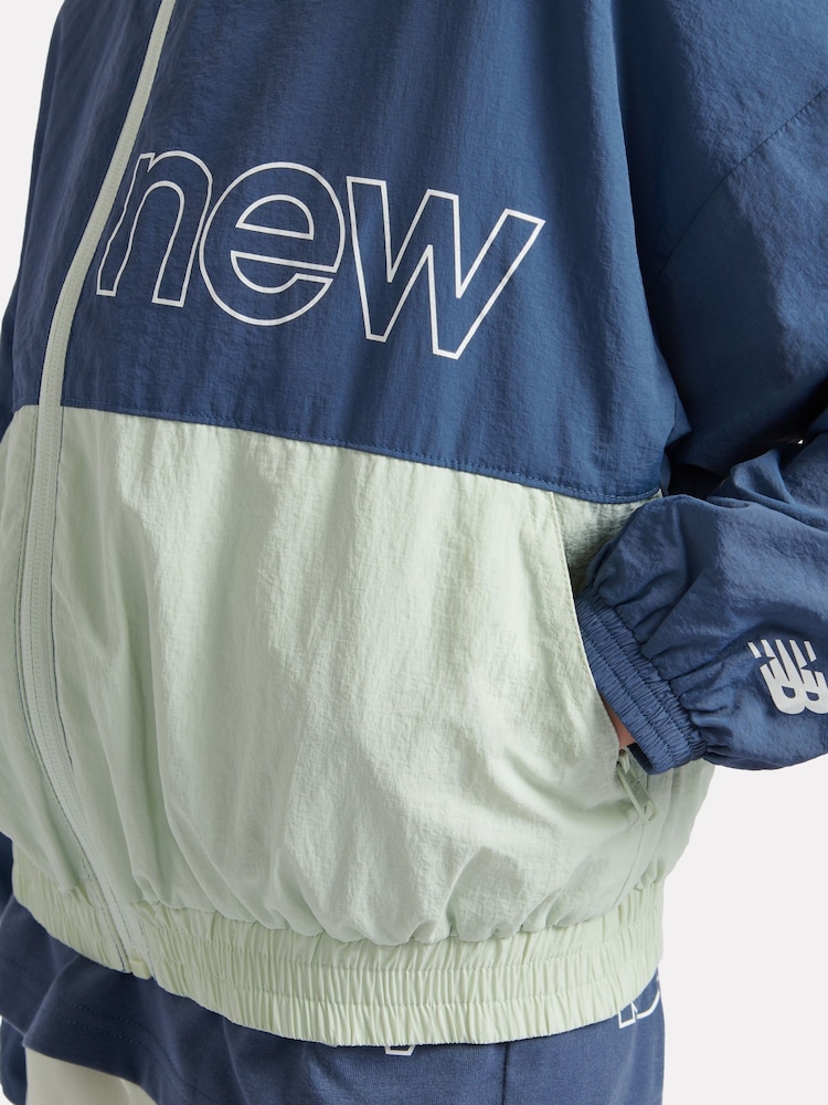 New Balance Light Blue Kids Athletics Mesh Lined Wind Cheater Jacket - Image 8 of 13