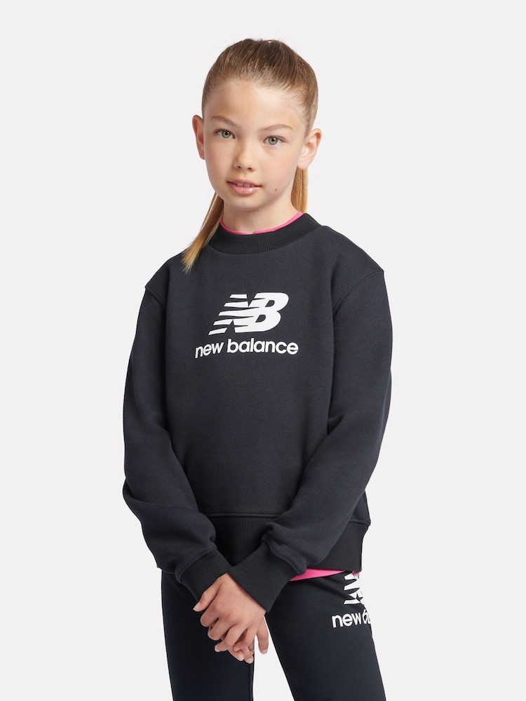 New Balance Black Girls Stacked Logo Sweatshirt - Image 1 of 9
