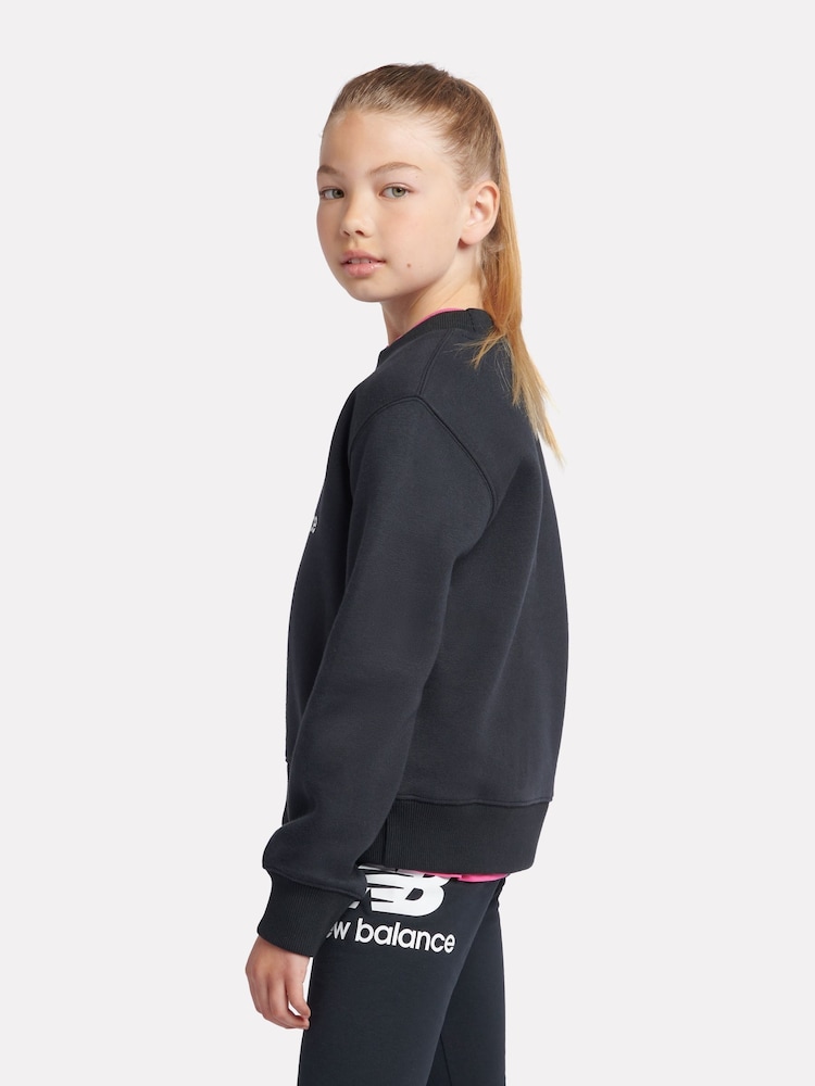 New Balance Black Girls Stacked Logo Sweatshirt - Image 2 of 9