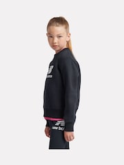 New Balance Black Girls Stacked Logo Sweatshirt - Image 6 of 9