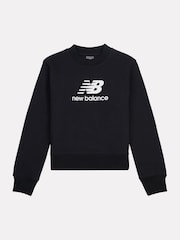 New Balance Black Girls Stacked Logo Sweatshirt - Image 7 of 9