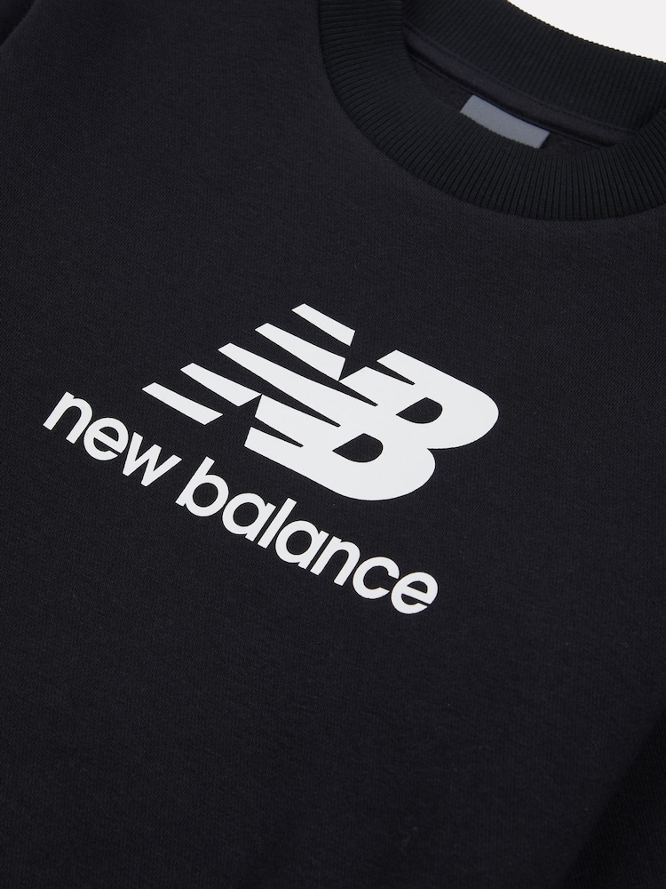 New Balance Black Girls Stacked Logo Sweatshirt - Image 9 of 9
