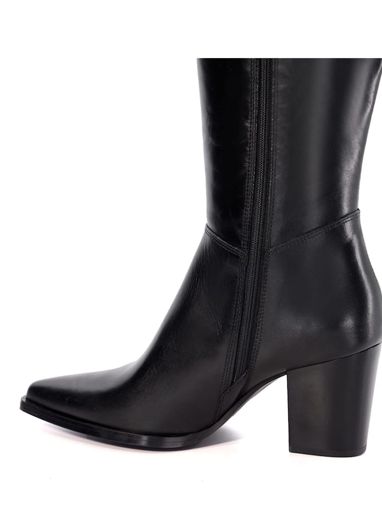Dune London Black Silahs Smart Western Knee High Boots - Image 6 of 6