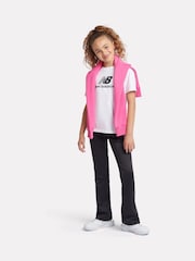 New Balance White Girls 100% Cotton Stacked Logo T-Shirt - Image 5 of 9