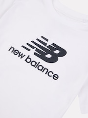 New Balance White Girls 100% Cotton Stacked Logo T-Shirt - Image 9 of 9