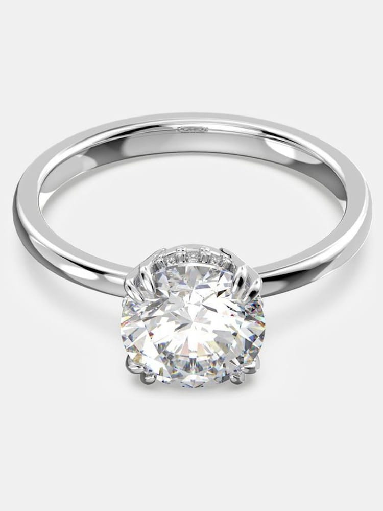 Swarovski White Round Cut Rhodium Plated Constella Cocktail Ring - Image 1 of 4
