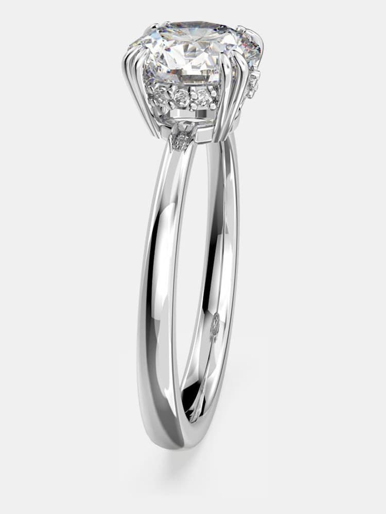 Swarovski White Round Cut Rhodium Plated Constella Cocktail Ring - Image 2 of 4
