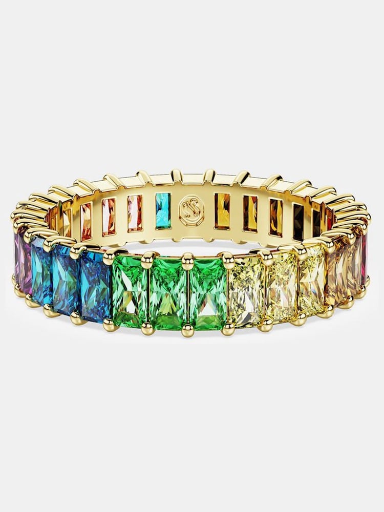 Swarovski Natural Gold Stone Plated Baguette Cut Matrix Ring - Image 6 of 6
