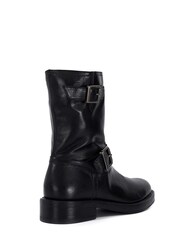 Dune London Black Pixen Double Buckle Moto Boots - Image 4 of 6