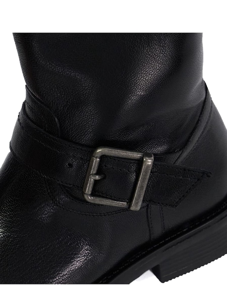 Dune London Black Pixen Double Buckle Moto Boots - Image 6 of 6