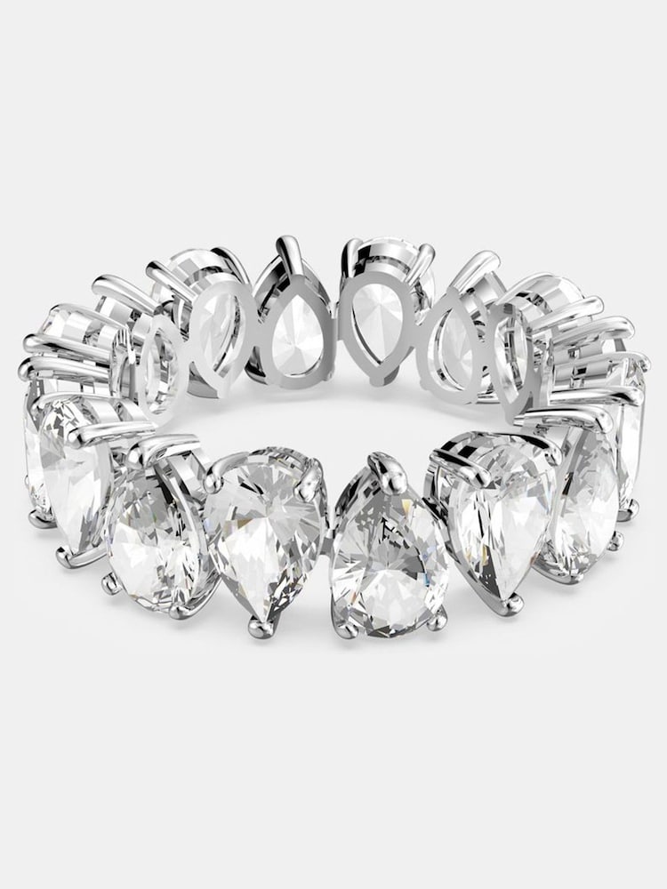 Swarovski White Drop Cut Rhodium Plated Vittore Ring - Image 1 of 9