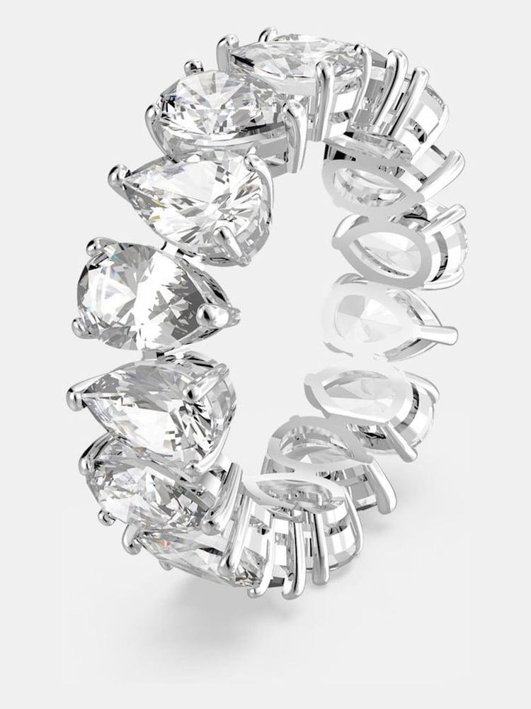 Swarovski White Drop Cut Rhodium Plated Vittore Ring - Image 2 of 9