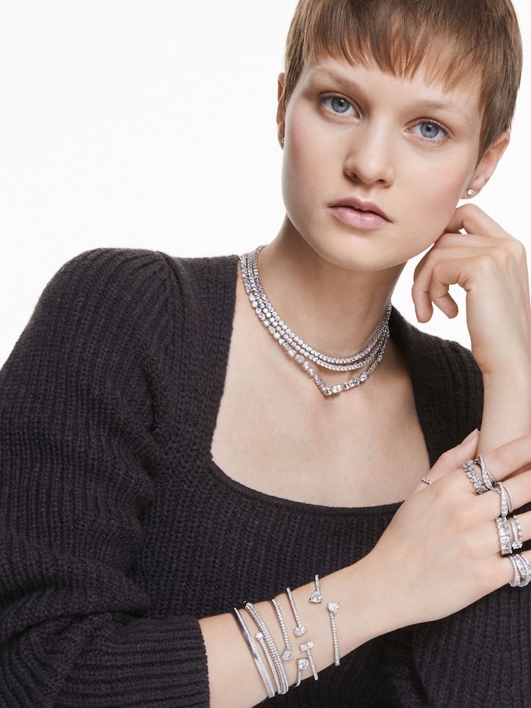 Swarovski White Drop Cut Rhodium Plated Vittore Ring - Image 9 of 9