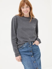 FatFace Grey Charcoal Sparkle Crew Sweater - Image 1 of 6