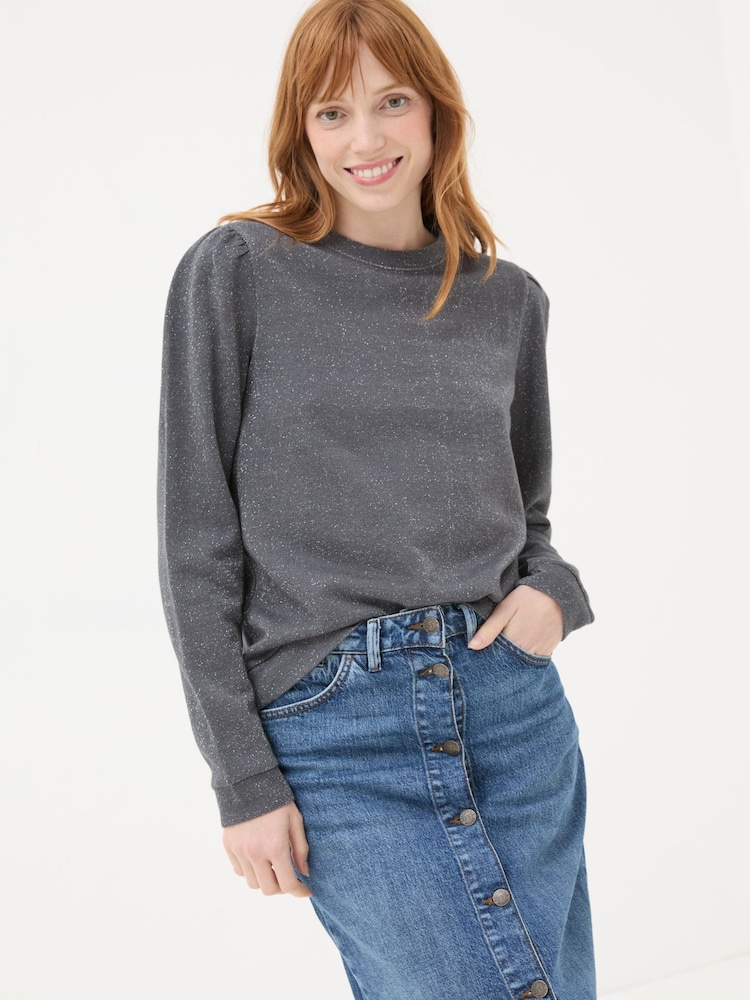 FatFace Grey Charcoal Sparkle Crew Sweater - Image 1 of 6