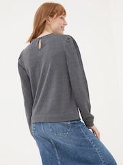 FatFace Grey Charcoal Sparkle Crew Sweater - Image 2 of 6