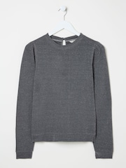 FatFace Grey Charcoal Sparkle Crew Sweater - Image 5 of 6