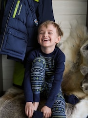 Polarn O. Pyret Blue Merino Wool Nordic Thermal Top - Image 1 of 5