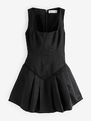Club L London Black Bramble Satin Square-Neck Puffball Mini Dress - Image 8 of 8