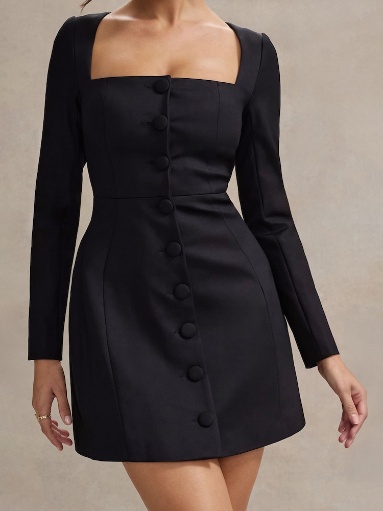 Club L London Black Andie Tailored Square-Neck Mini Dress - Image 7 of 7 Club L London Black Andie Tailored Square-Neck Mini Dress - Image 7 of 7