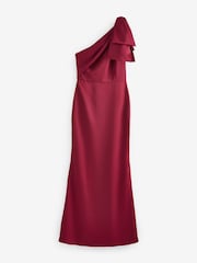 Club L London Red Lady Satin Asymmetric Maxi Dress With Bow - Image 6 of 6