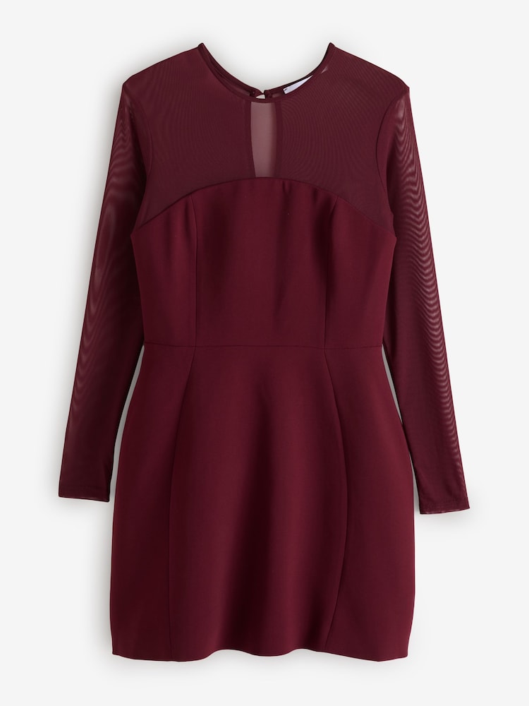 Club L London Red Austen Mesh Long-Sleeve Mini Dress - Image 7 of 7