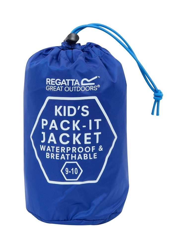 Regatta Blue Kids Waterproof Pack It Jacket III - Image 9 of 9
