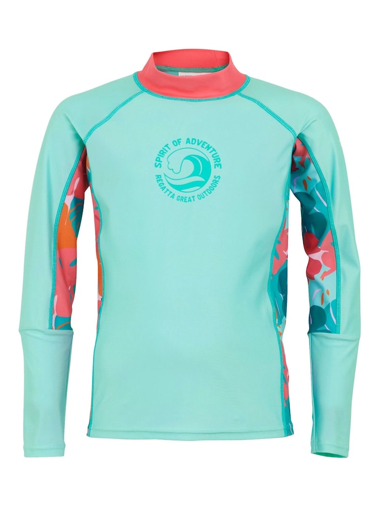 Regatta Light Blue Kids Hoku Long Sleeve Rash Vest - Image 1 of 2