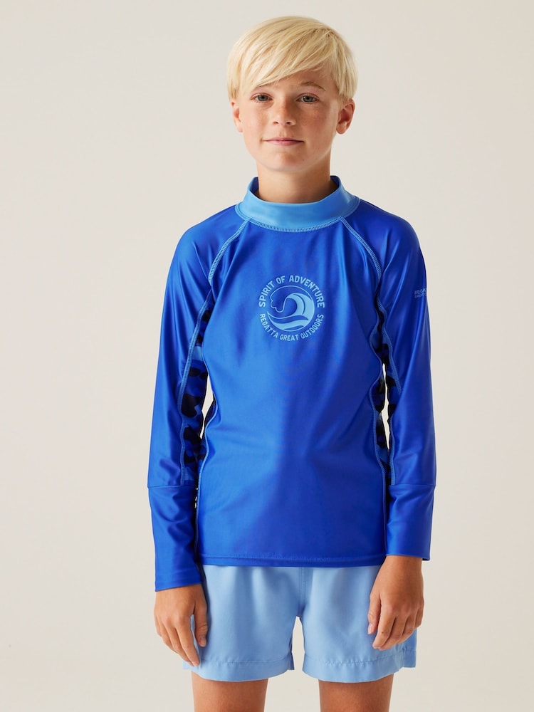 Regatta Blue Kids Hoku Long Sleeve Rash Vest - Image 1 of 7