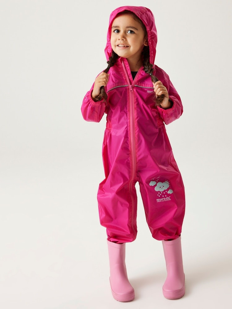 Regatta Pink Kids IV Waterproof Puddle Suit - Image 1 of 7