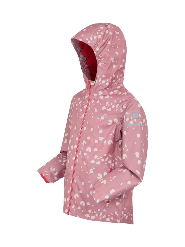 Regatta Pink Kids Lever II Waterproof Packaway Jacket - Image 3 of 3