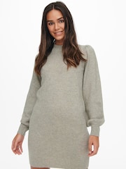 JDY Grey High Neck Knitted Mini Jumper Dress - Image 1 of 6