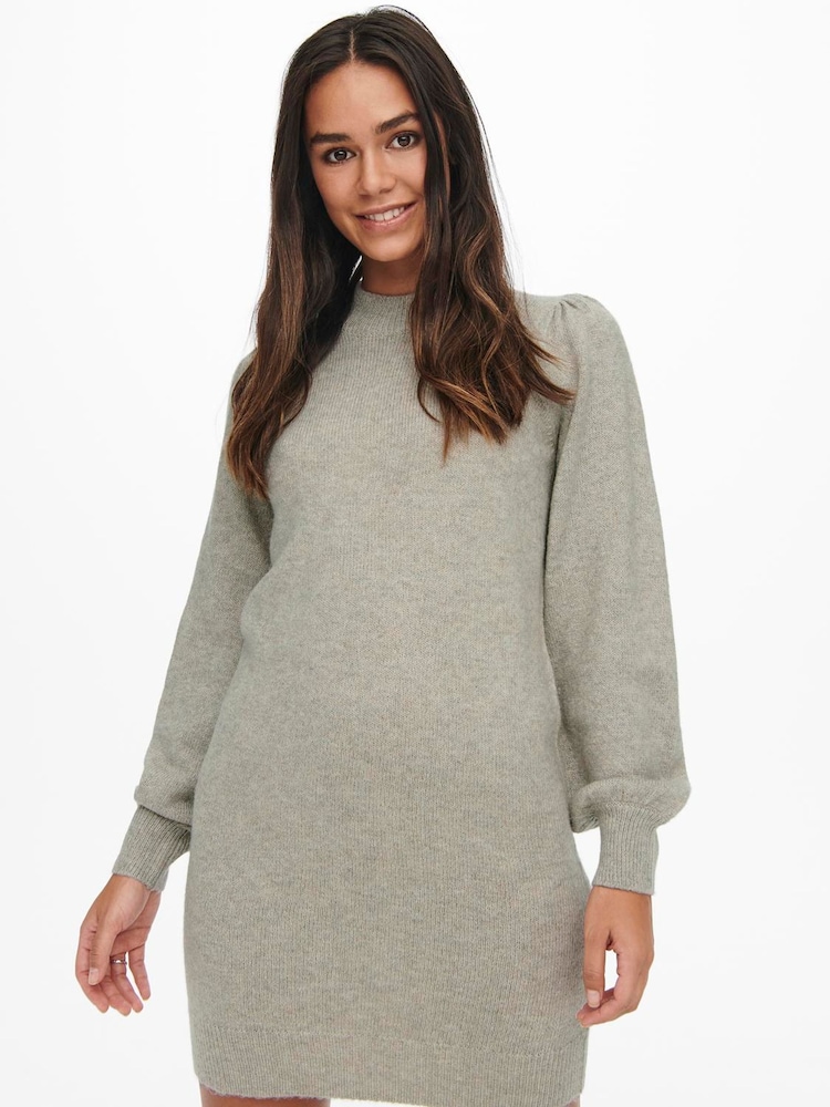 JDY Grey High Neck Knitted Mini Jumper Dress - Image 1 of 6