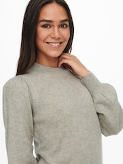JDY Grey High Neck Knitted Mini Jumper Dress - Image 4 of 6
