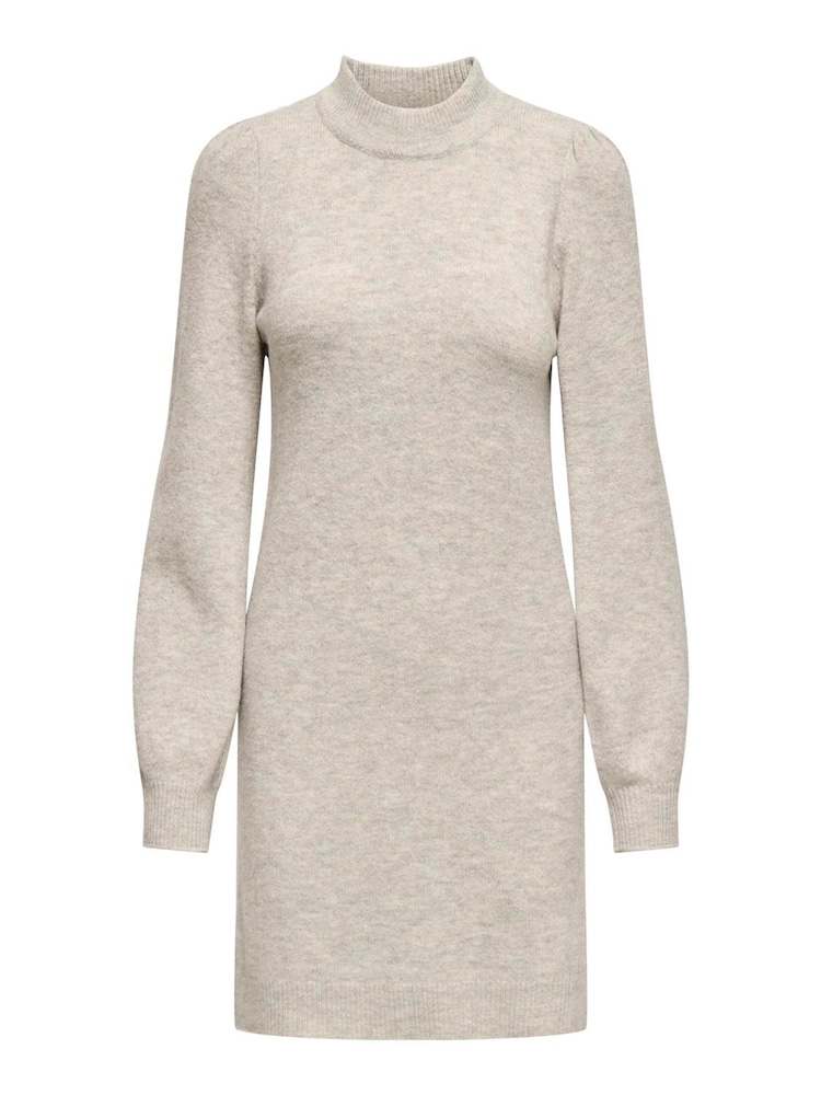 JDY Grey High Neck Knitted Mini Jumper Dress - Image 5 of 6