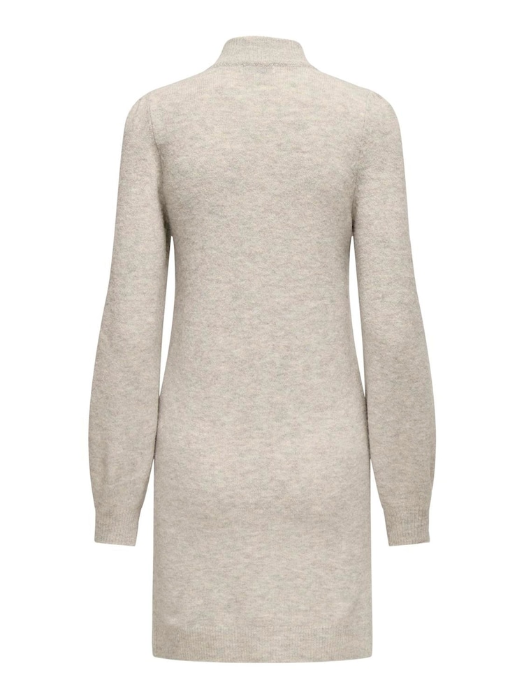 JDY Grey High Neck Knitted Mini Jumper Dress - Image 6 of 6