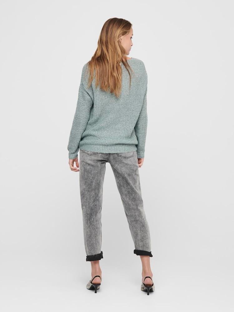 JDY Green V-Neck Knitted Pullover Jumper - Image 2 of 5