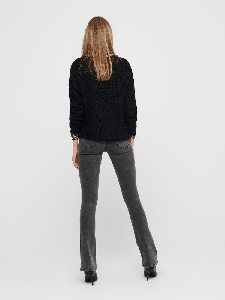 JDY Black V-Neck Knitted Pullover Jumper - Image 2 of 6