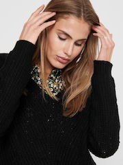 JDY Black V-Neck Knitted Pullover Jumper - Image 4 of 6