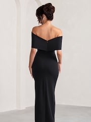 Club L London Eva Bardot-Maxikleid mit Schleifendetail und Schlitz am Oberschenkel - Bild 2 von 5