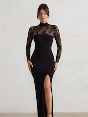 Club L London Arden высокое шея платье макси с кружевными рукавами - Image 1 of 6