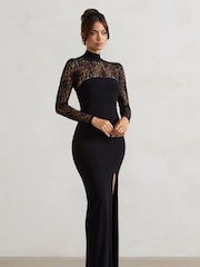 Club L London Arden высокое шея платье макси с кружевными рукавами - Image 4 of 6