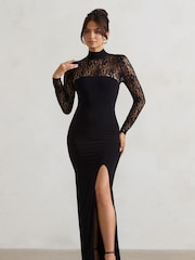 Club L London Arden высокое шея платье макси с кружевными рукавами - Image 5 of 6