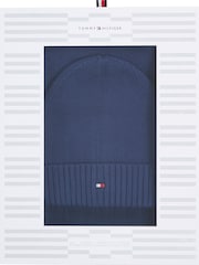 Tommy Hilfiger Small Blue Flag Beanie Scarf Giftpack - Image 4 of 6