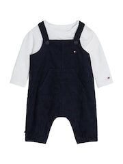 Tommy Hilfiger Blue 100% Cotton Monotype Corduroy Dungaree Set - Image 1 of 3