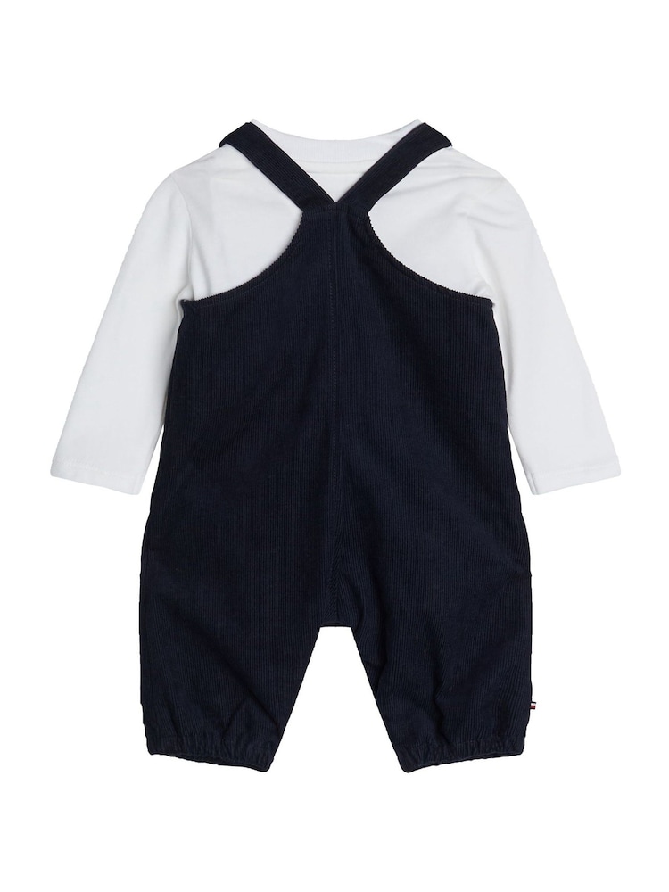 Tommy Hilfiger Blue 100% Cotton Monotype Corduroy Dungaree Set - Image 2 of 3 Tommy Hilfiger Blue 100% Cotton Monotype Corduroy Dungaree Set - Image 2 of 3