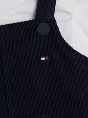 Tommy Hilfiger Blue 100% Cotton Monotype Corduroy Dungaree Set - Image 3 of 3