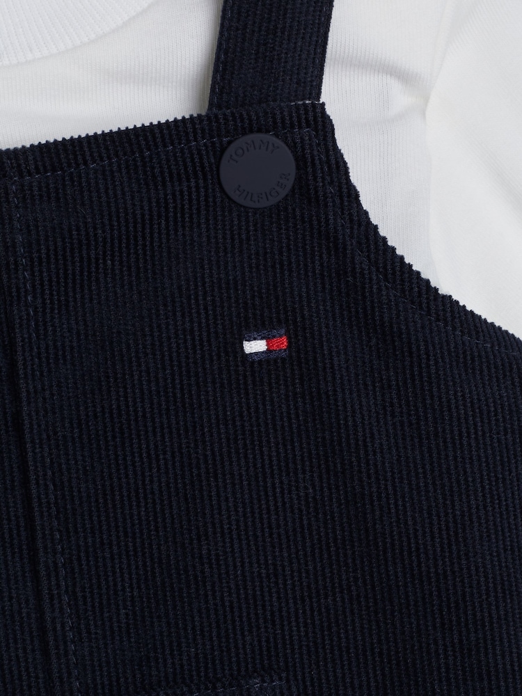Tommy Hilfiger Blue 100% Cotton Monotype Corduroy Dungaree Set - Image 3 of 3 Tommy Hilfiger Blue 100% Cotton Monotype Corduroy Dungaree Set - Image 3 of 3