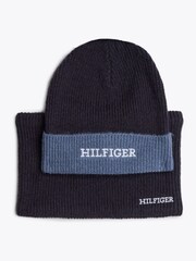Tommy Hilfiger Blue Monotype Beanie Snood Giftpack - Image 4 of 8